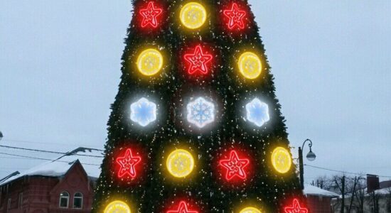 Новогодняя елка со световыми игрушками