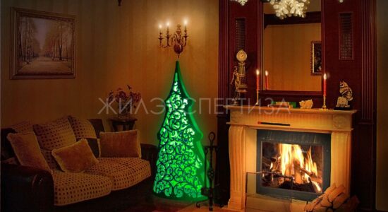 Новогоднее украшение комнаты с камином