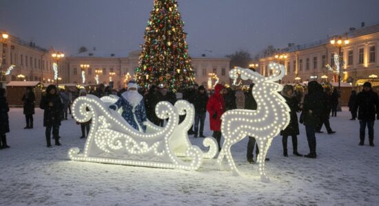 сани с оленем новогодние
