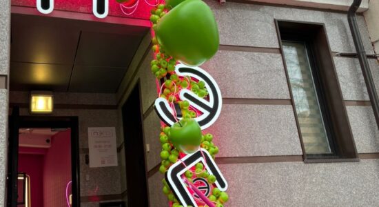 украшение входа искусственными фруктами