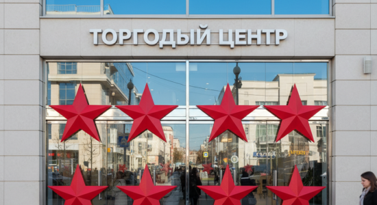 Украшение витрин на 23 февраля